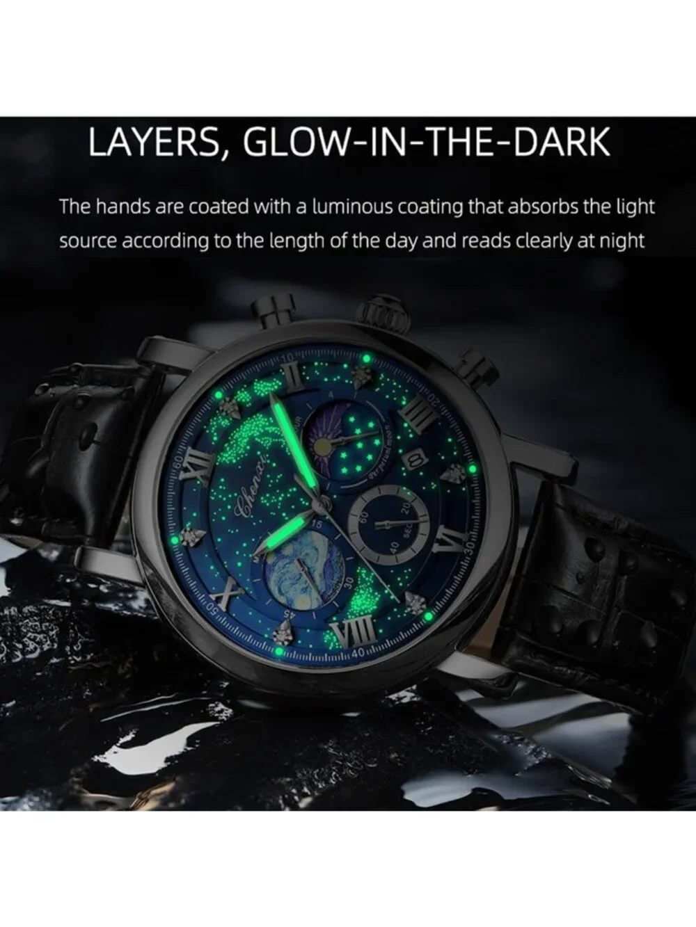 Stylish Men's Chronograph Analog Watch | Classic Business Dress Leather